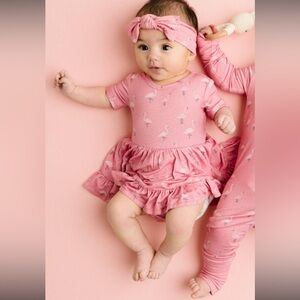 Little One Shop Pink Flamingo Body Suit Dress 12-18 Months